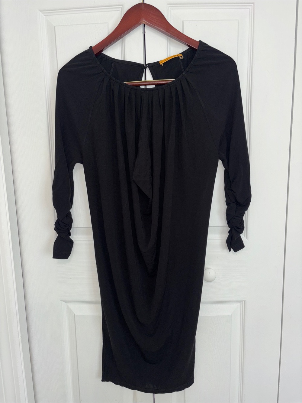 Alice & Olivia Gathered Front & Open Back Long-Sleeve Dress